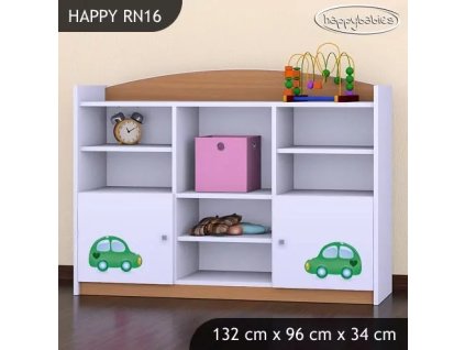 Regál Happy RN16 - zelené auto s balónky (Barva bílá)