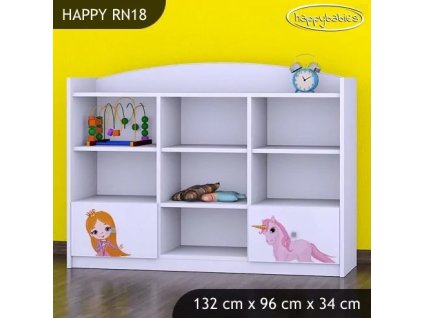 Regál Happy RN18 - princezna a jednorožec (Barva bílá)
