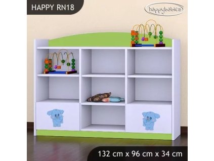 Regál Happy RN18 - modrý slon (Barva bílá)