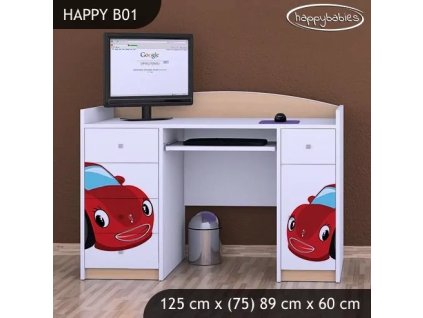 Psací stůl Happy B01 - pohádkové auto (Barva bílá)