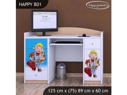 Psací stůl Happy B01 - bořek stavitel (Barva bílá)
