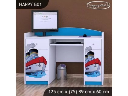 Psací stůl Happy B01 - velká loď (Barva bílá)