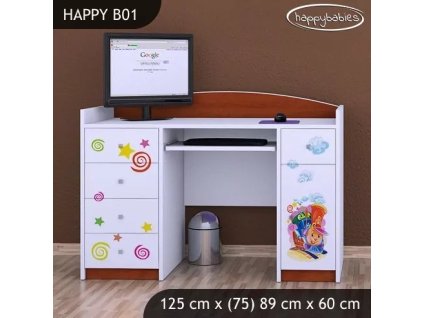 Psací stůl Happy B01  - hrající lokomotiva (Barva bílá)