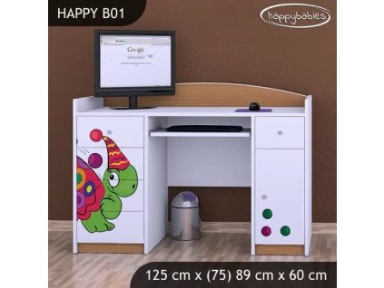 Psací stůl Happy B01  - barevný želvík (Barva bílá)