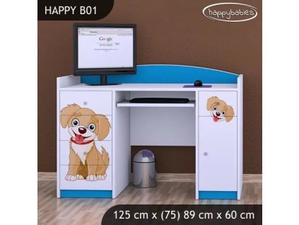 Psací stůl Happy B01  - pejsek (Barva bílá)