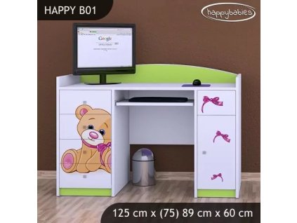 Psací stůl Happy B01 - medvídek s balónky (Barva bílá)