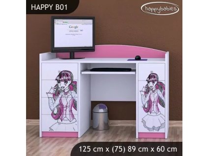 Psací stůl Happy B01 - monster toralei (Barva bílá)