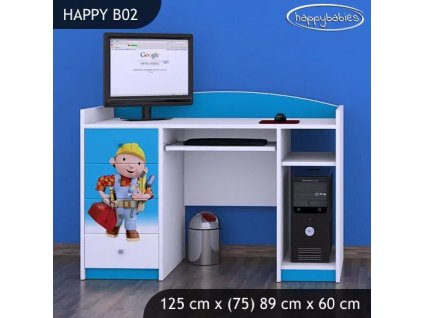 Psací stůl Happy B02 - bořek stavitel (Barva bílá)