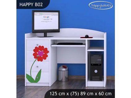 Psací stůl Happy B02 - dva květy (Barva bílá)