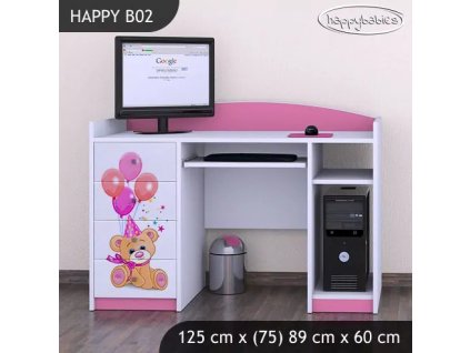 Psací stůl Happy B02 - medvídci s balónky (Barva bílá)