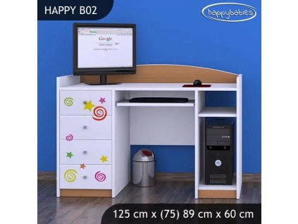 Psací stůl Happy B02 - hrající lokomotiva (Barva bílá)