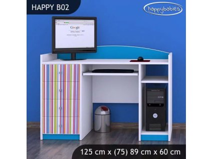 Psací stůl Happy B02 - barevné pásky (Barva bílá)