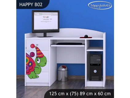 Psací stůl Happy B02 - barevný želvík (Barva bílá)