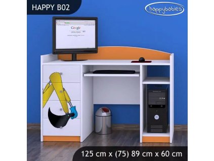 Psací stůl Happy B02 - bagr (Barva bílá)