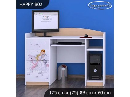 Psací stůl Happy B02 - princ na bílém koni (Barva bílá)