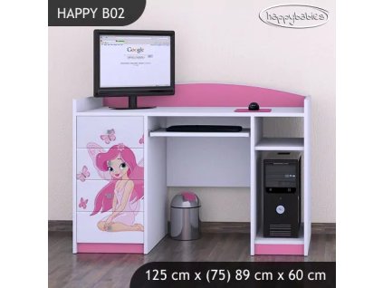 Psací stůl Happy B02 - víla s motýlkami (Barva bílá)