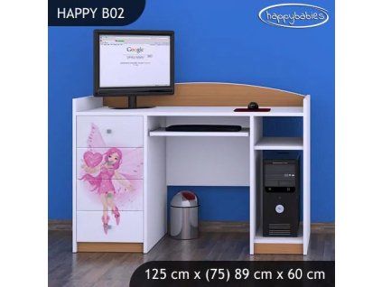 Psací stůl Happy B02 - víla se srdcem (Barva bílá)