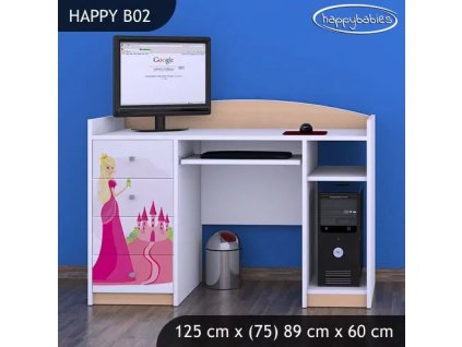 Psací stůl Happy B02 - princezna se zámkem (Barva bílá)