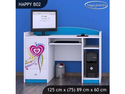 Psací stůl Happy B02 - pejsek a srdce (Barva bílá)