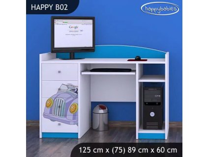 Psací stůl Happy B02 - medvídek v autě (Barva bílá)