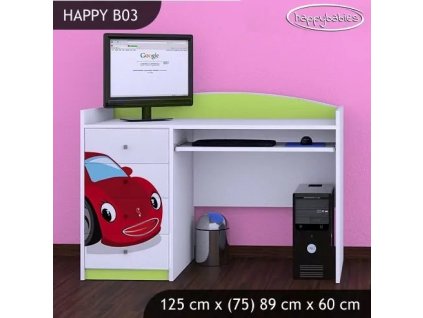 Psací stůl Happy B03 - pohádkové auto (Barva bílá)
