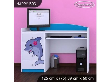 Psací stůl Happy B03 - delfín (Barva bílá)