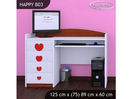 Psací stůl Happy B03 -  dva květy (Barva bílá)