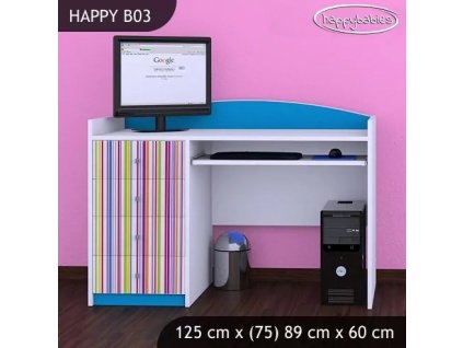 Psací stůl Happy B03 -   barevné pásky (Barva bílá)
