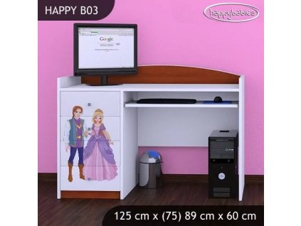 Psací stůl Happy B03 -  princ a princezna (Barva bílá)