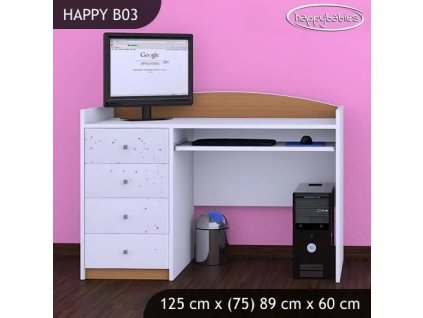 Psací stůl Happy B03 -  víla se srdcem (Barva bílá)