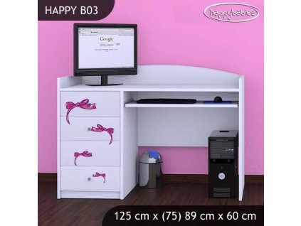 Psací stůl Happy B03 - medvídek s mašlí (Barva bílá)