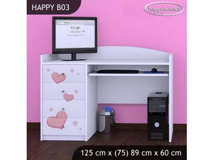 Psací stůl Happy B03 - medvídek se srdcem (Barva bílá)