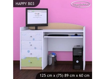 Psací stůl Happy B03 - modrý medvídek (Barva bílá)