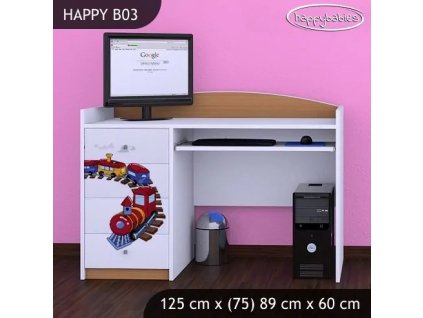 Psací stůl Happy B03 - vláček (Barva bílá)