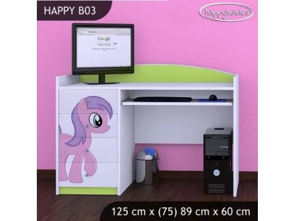 Psací stůl Happy B03 - růžový pony (Barva bílá)