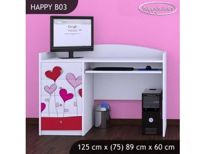 Psací stůl Happy B03 -   srdíčka (Barva bílá)