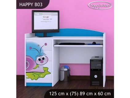 Psací stůl Happy B03 -  slimák (Barva bílá)