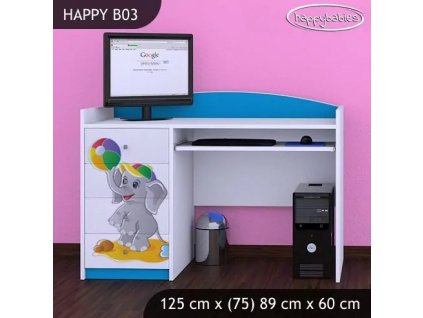 Psací stůl Happy B03 -  slon s balónkem (Barva bílá)