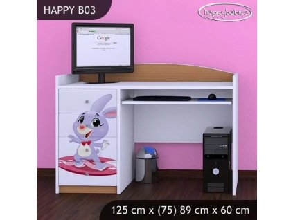 Psací stůl Happy B03 -super zajíček (Barva bílá)