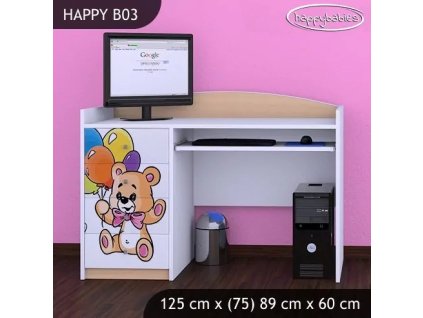 Psací stůl Happy B03 -   šťastný medvídek (Barva bílá)