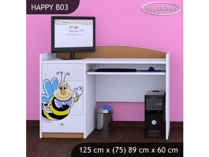 Psací stůl Happy B03 - usměvavá včelka (Barva bílá)