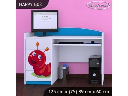 Psací stůl Happy B03 - veselá housenka (Barva bílá)