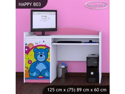 Psací stůl Happy B03 - veselý medvídek (Barva bílá)