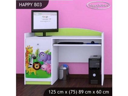 Psací stůl Happy B03 - veselý zvěřinec (Barva bílá)