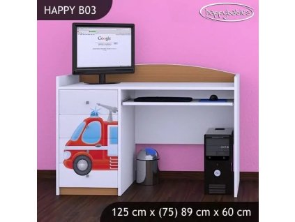 Psací stůl Happy B03 - hasičské auto (Barva bílá)