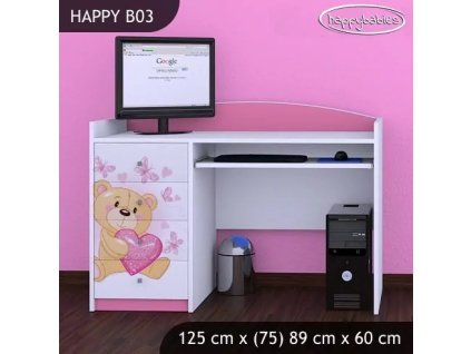 Psací stůl Happy B03 - zamilovaný medvídek (Barva bílá)