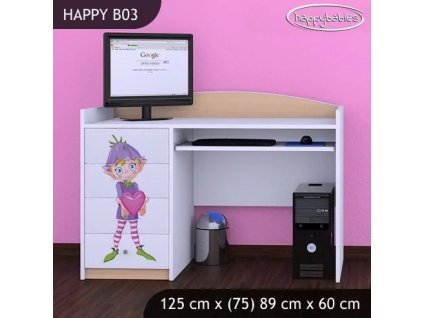 Psací stůl Happy B03 - zamilovaný skřítek (Barva bílá)