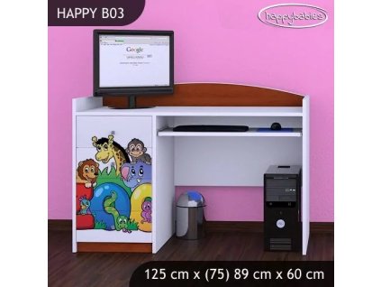 Psací stůl Happy B03 - ZOO (Barva bílá)