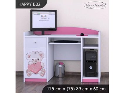 Psací stůl Happy B02 - medvídek se srdcem (Barva bílá)