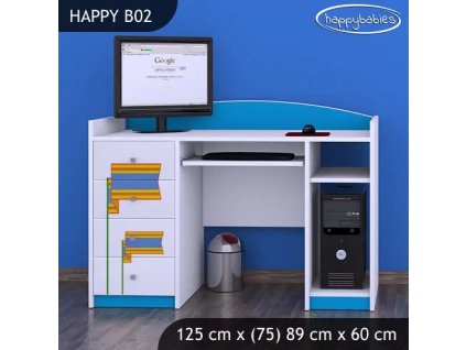 Psací stůl Happy B02 - medvídek v červeném autě (Barva bílá)